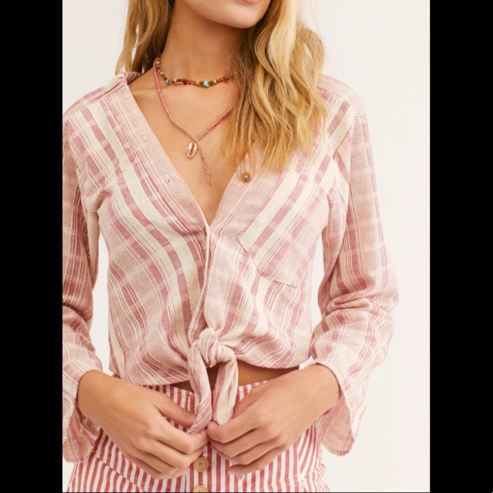 New/ Free people tie front shirt